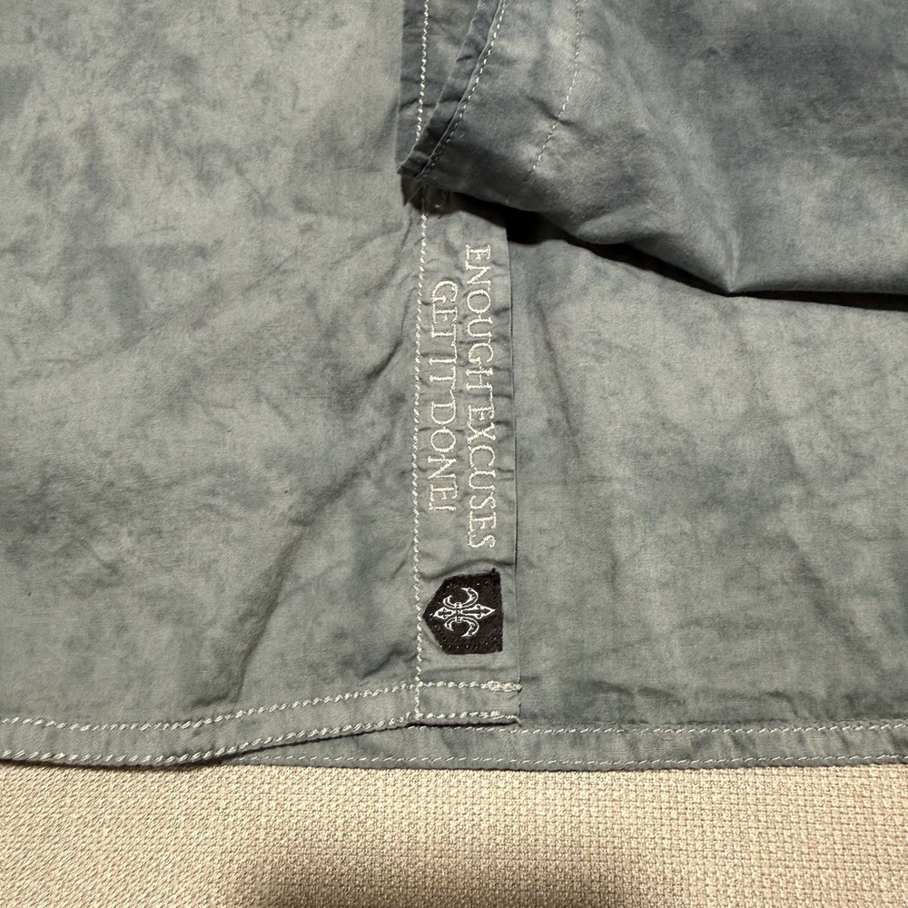Roar Embroidered Cross Grunge Y2k Button Up Shirt Mens 2XL Distressed Western - Picture 6 of 10